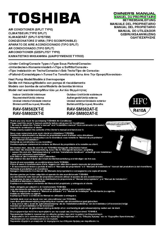 Guide utilisation TOSHIBA RAV-SM802XT-E  de la marque TOSHIBA