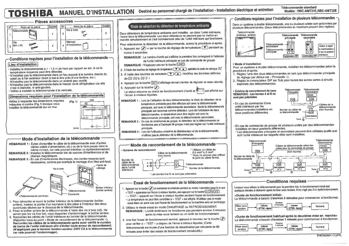 Guide utilisation TOSHIBA RBC-AMT32E  de la marque TOSHIBA