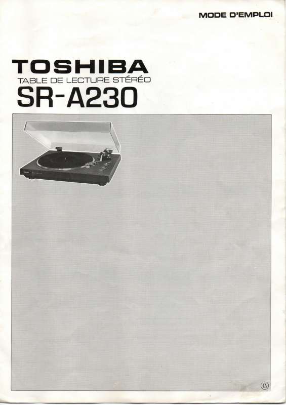 Guide utilisation  TOSHIBA SR-A230  de la marque TOSHIBA