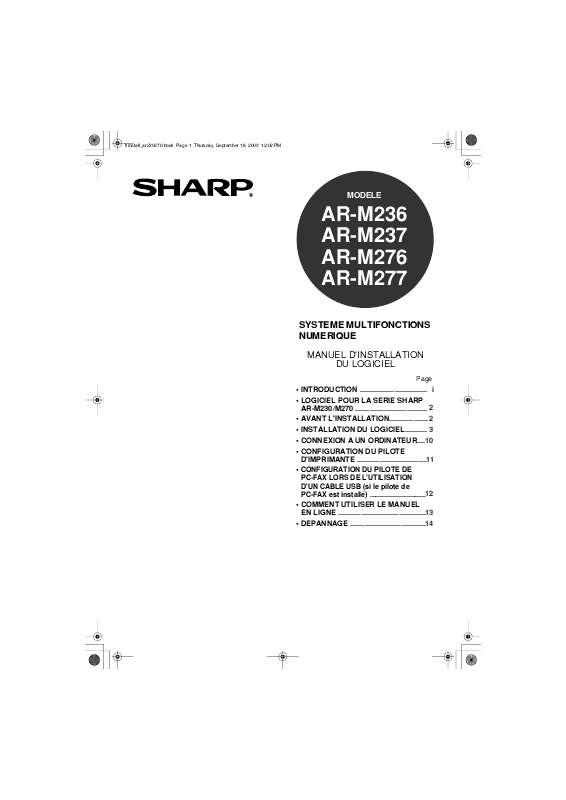 Guide utilisation SHARP AR-M276  de la marque SHARP