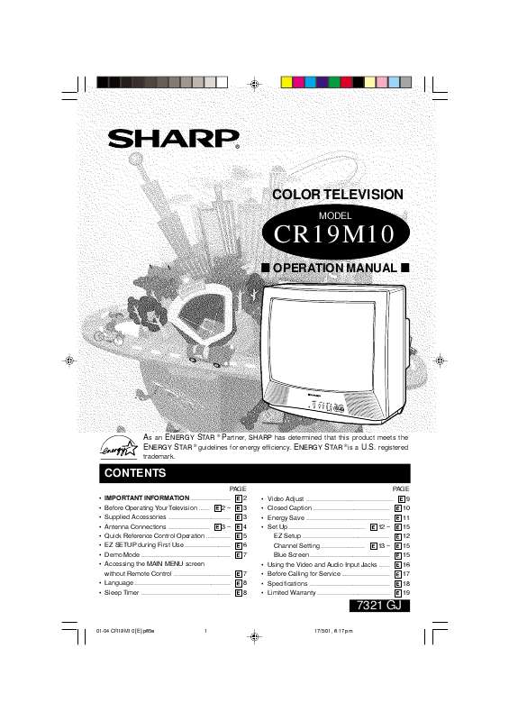 Guide utilisation  SHARP CR19M10  de la marque SHARP