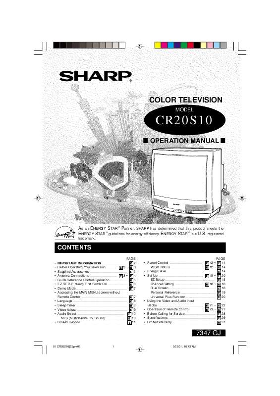 Guide utilisation  SHARP CR20S10  de la marque SHARP