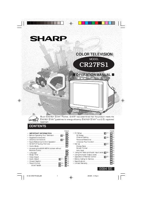 Guide utilisation  SHARP CR27FS1  de la marque SHARP