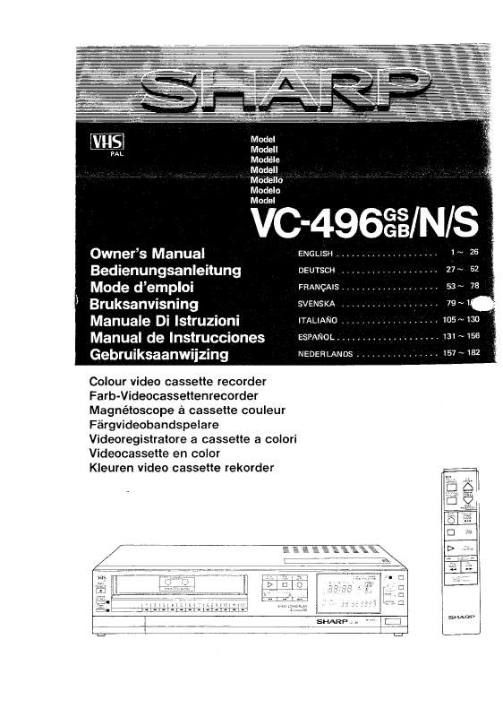 Guide utilisation SHARP VC-496  de la marque SHARP