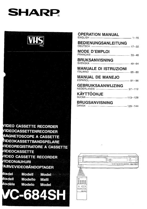 Guide utilisation SHARP VC-684SH  de la marque SHARP