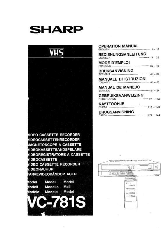 Guide utilisation SHARP VC-781S  de la marque SHARP