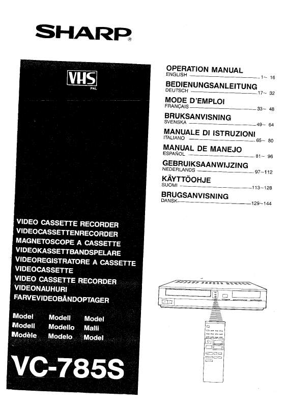 Guide utilisation SHARP VC-785S  de la marque SHARP