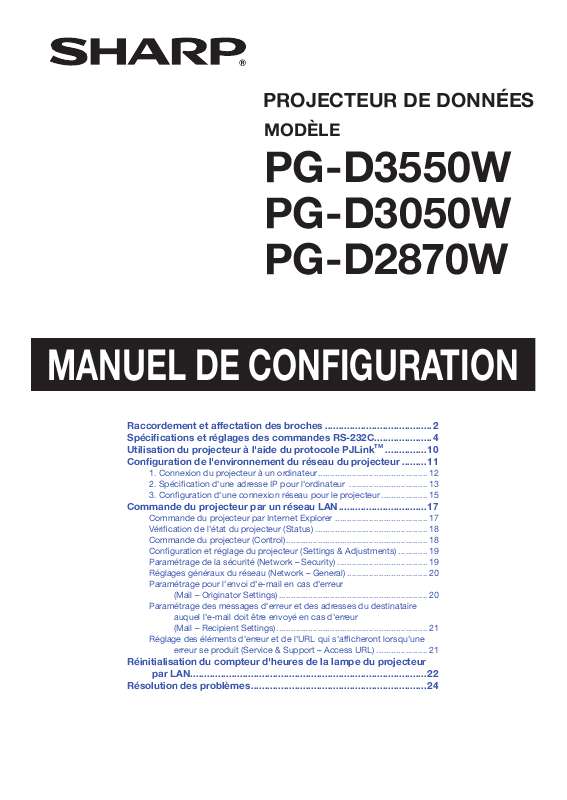 Guide utilisation SHARP PG-D2870W  de la marque SHARP