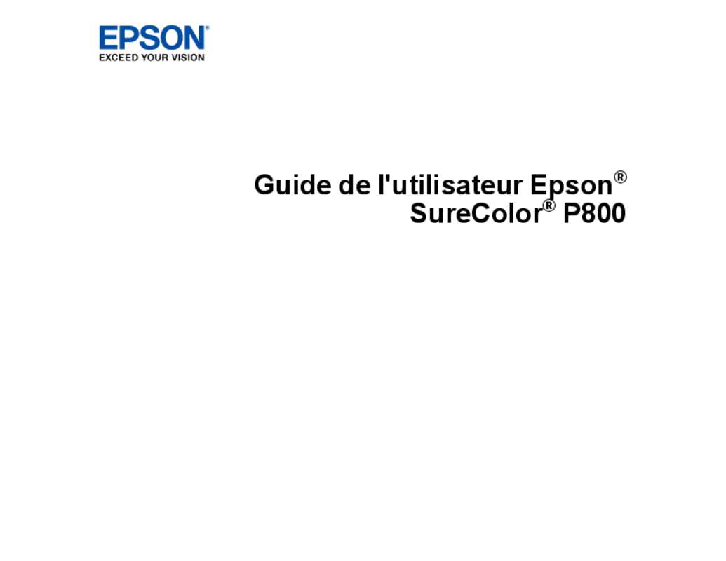 Guide utilisation EPSON SC-P800  de la marque EPSON