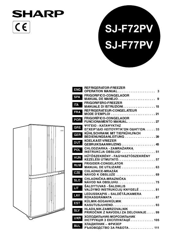 Guide utilisation SHARP SJ-F72PV  de la marque SHARP