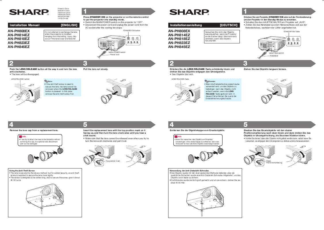 Guide utilisation SHARP AN-PH808EX  de la marque SHARP
