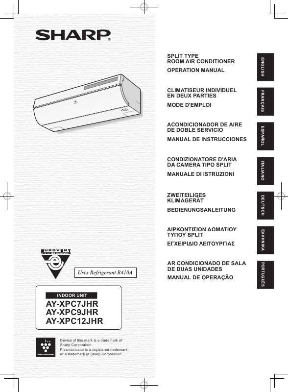 Guide utilisation SHARP AY-XPC7JHR  de la marque SHARP