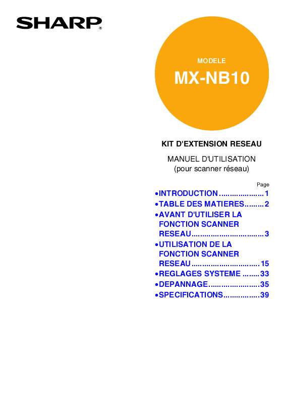 Guide utilisation SHARP MX-NB10  de la marque SHARP