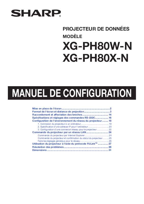 Guide utilisation SHARP XG-PH80W-N  de la marque SHARP
