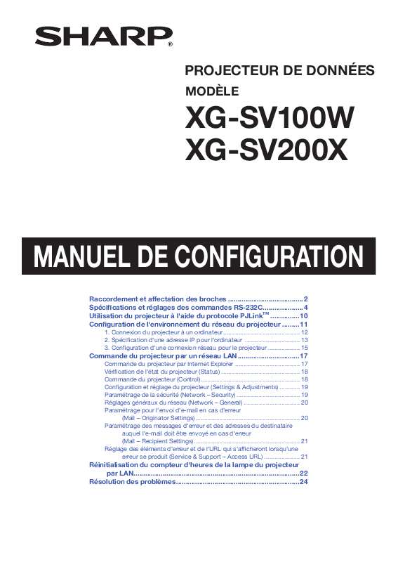Guide utilisation SHARP XG-SV100W  de la marque SHARP