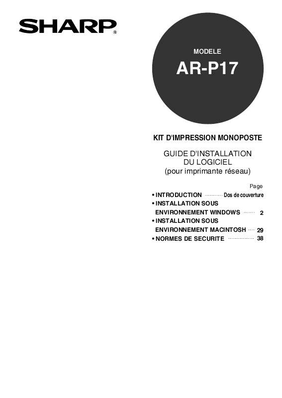 Guide utilisation SHARP AR-P17  de la marque SHARP