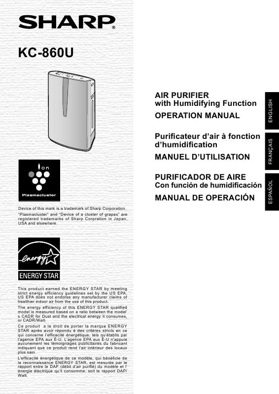 Guide utilisation  SHARP KC-860U  de la marque SHARP