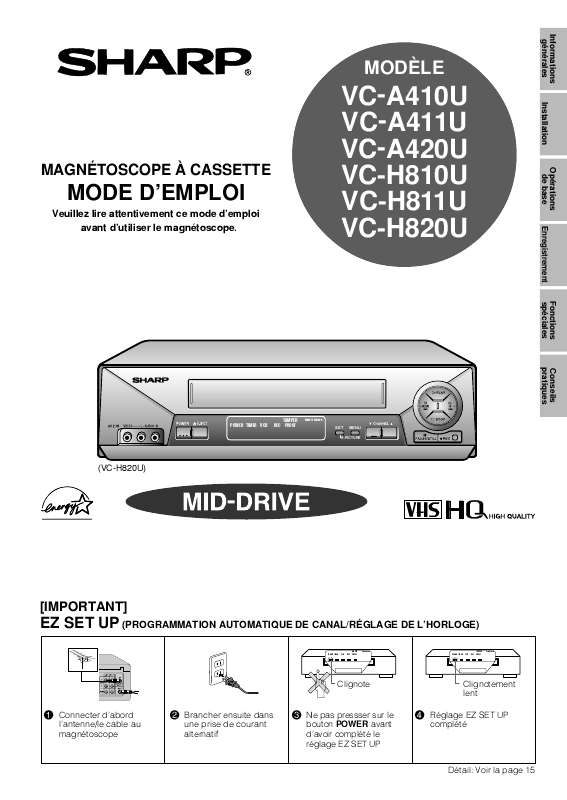 Guide utilisation SHARP VC-A411U  de la marque SHARP