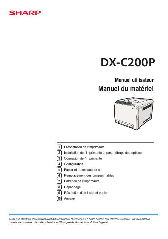 Guide utilisation SHARP DX-C200P  de la marque SHARP