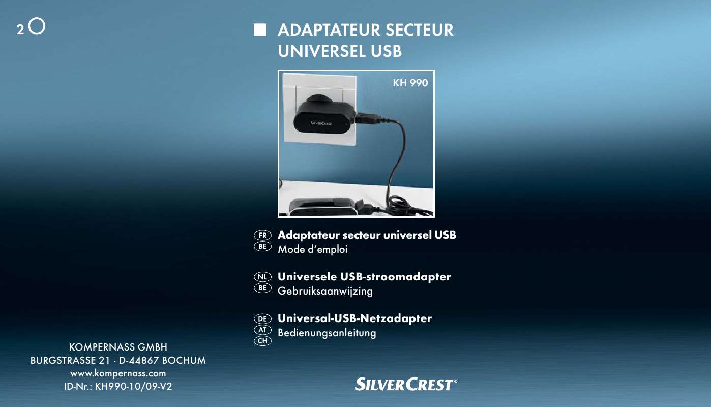 Guide utilisation  SILVERCREST KH 990 USB MAINS ADAPTOR  de la marque SILVERCREST