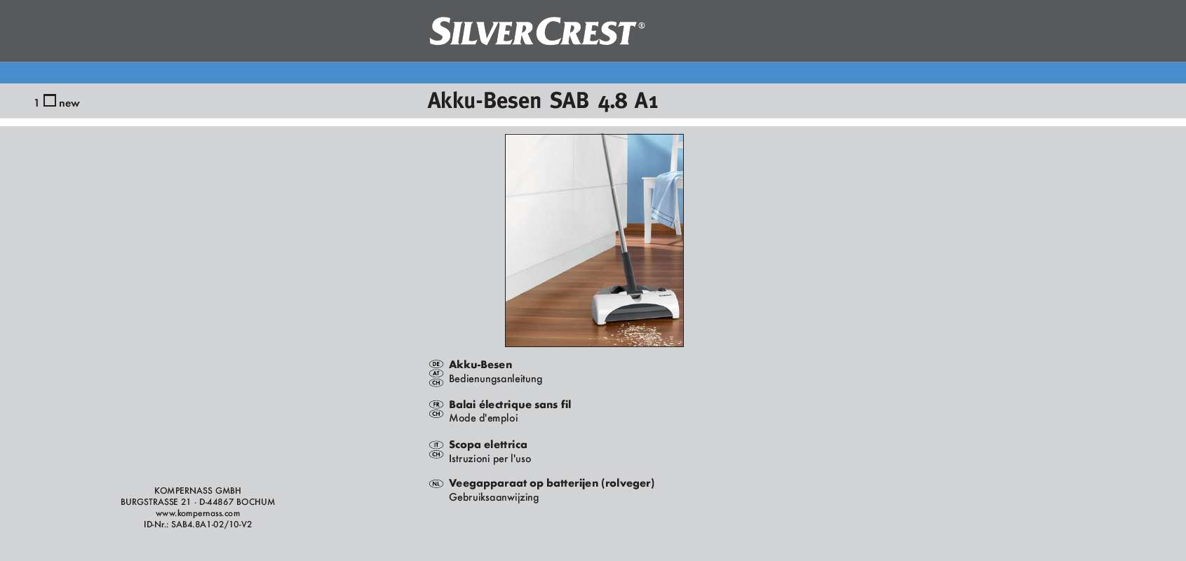 Guide utilisation  SILVERCREST SAB 4.8 A1  de la marque SILVERCREST