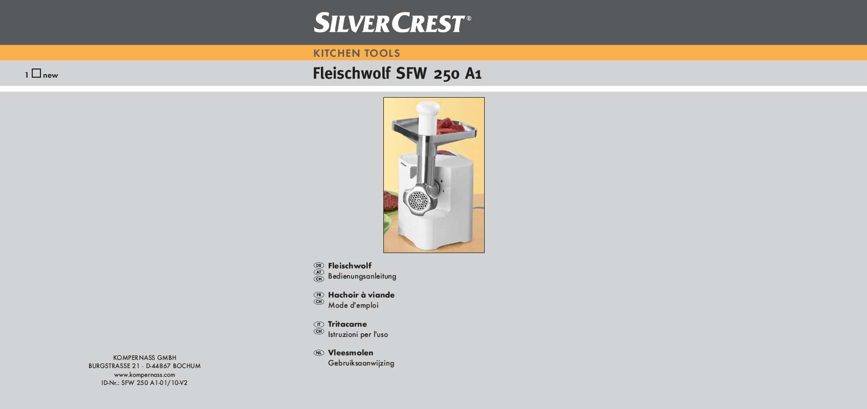 Guide utilisation  SILVERCREST SFW 250 A1  de la marque SILVERCREST
