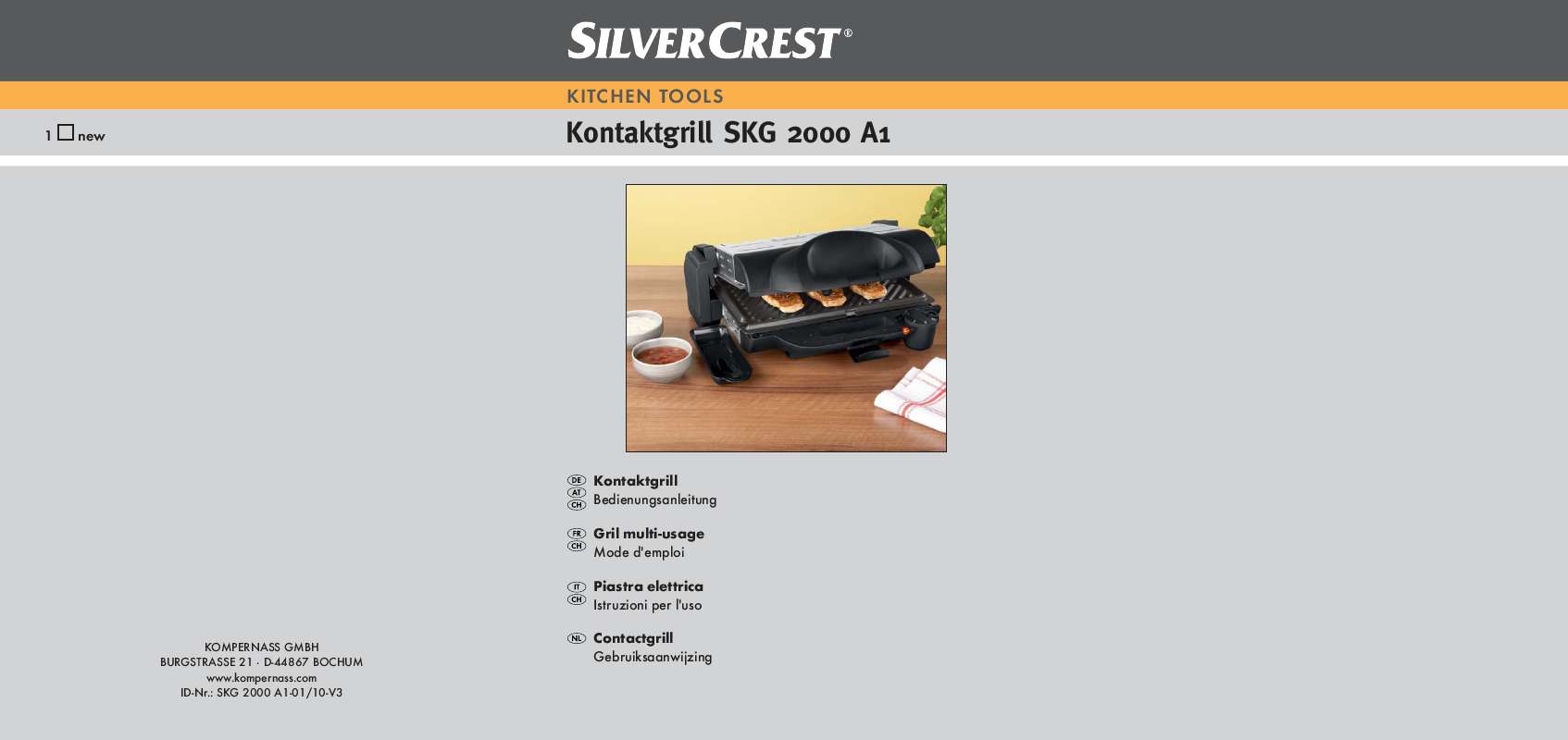 Guide utilisation  SILVERCREST SKG 2000 A1  de la marque SILVERCREST