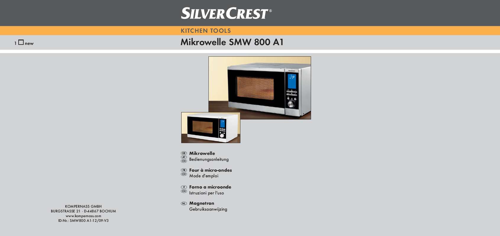 Guide utilisation  SILVERCREST SMW 800 A1  de la marque SILVERCREST