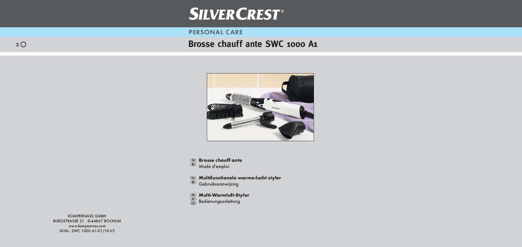 Guide utilisation  SILVERCREST SWC 1000 A1 MULTI-FUNCTION HOT AIR STYLER  de la marque SILVERCREST