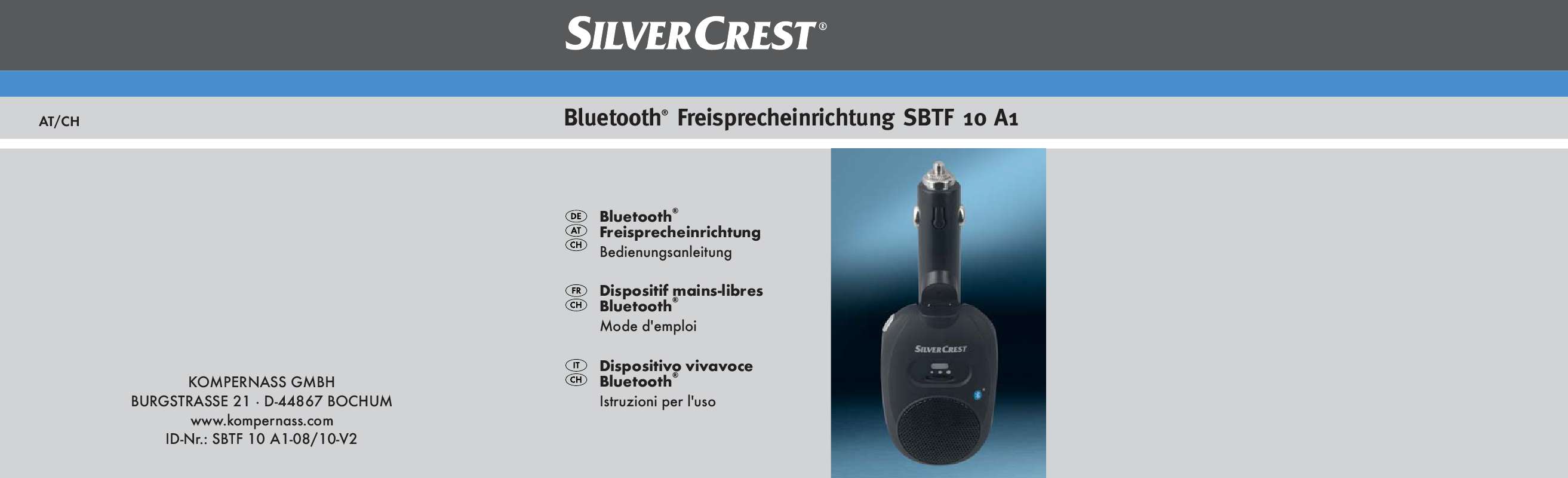 Guide utilisation  SILVERCREST SBTF 10 A1 BLUETOOTH HANDS-FREE KIT  de la marque SILVERCREST