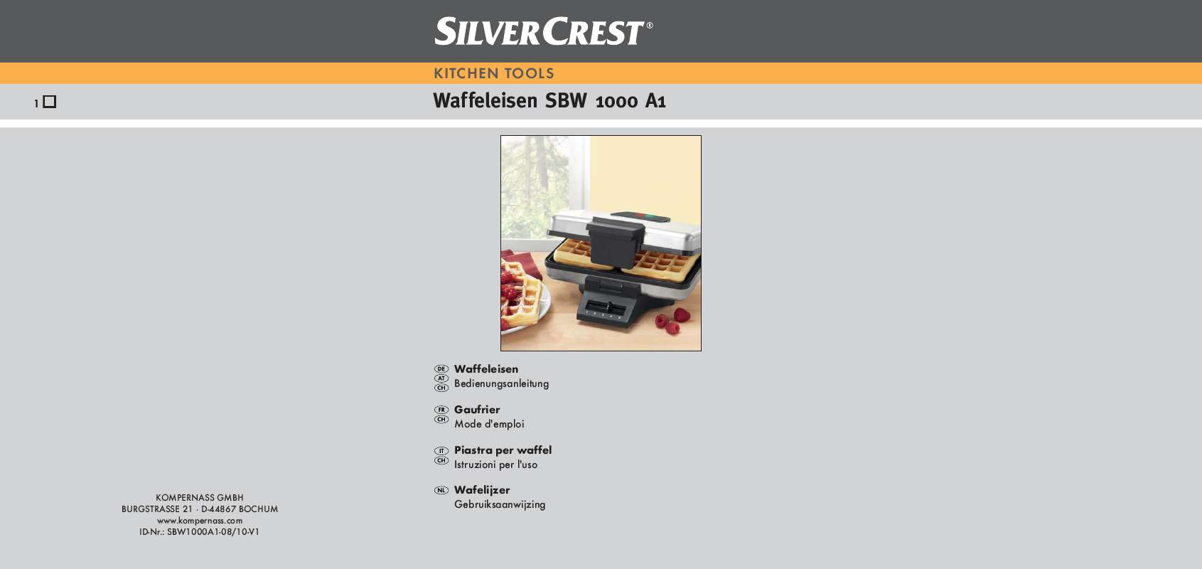 Guide utilisation  SILVERCREST SBW 1000 A1 WAFFLE MAKER  de la marque SILVERCREST
