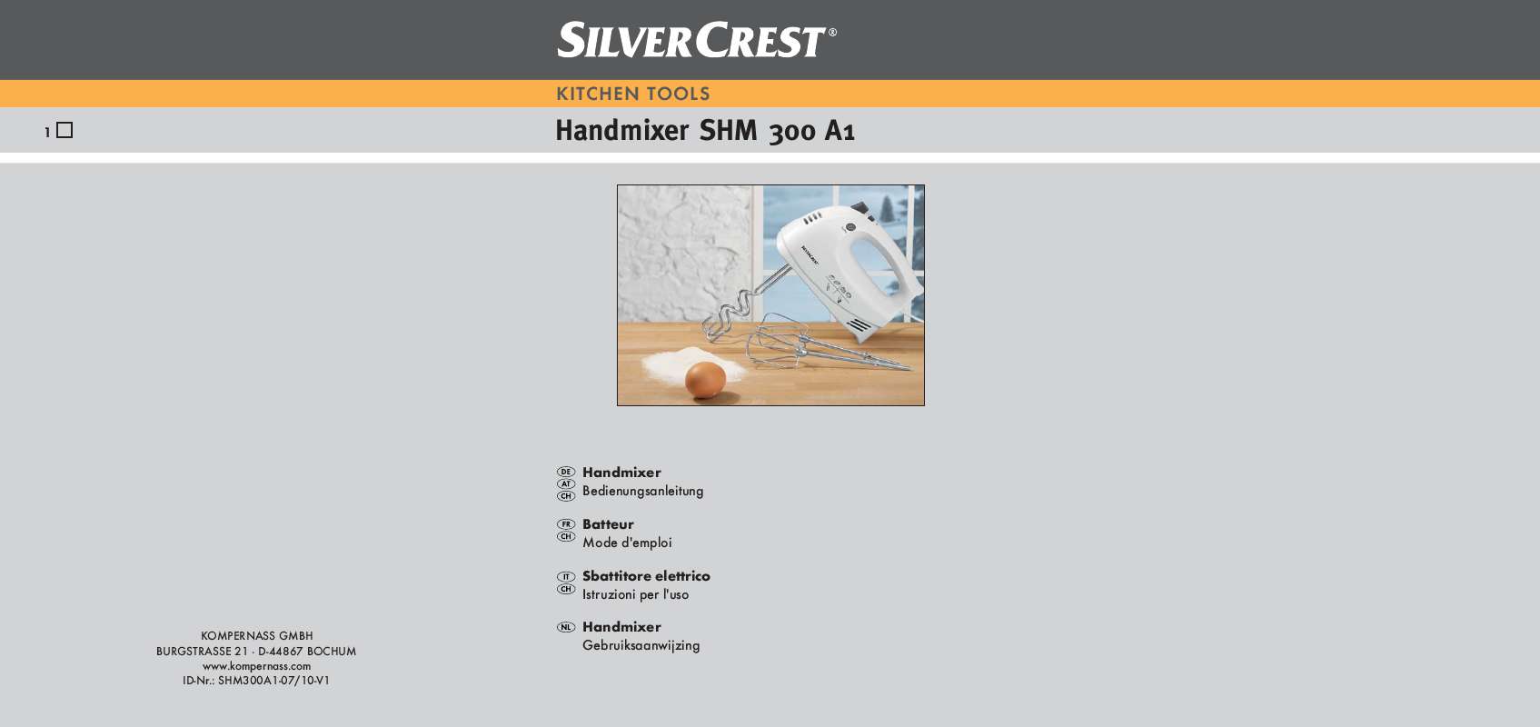 Guide utilisation  SILVERCREST SHM 300 A1 HAND MIXER  de la marque SILVERCREST