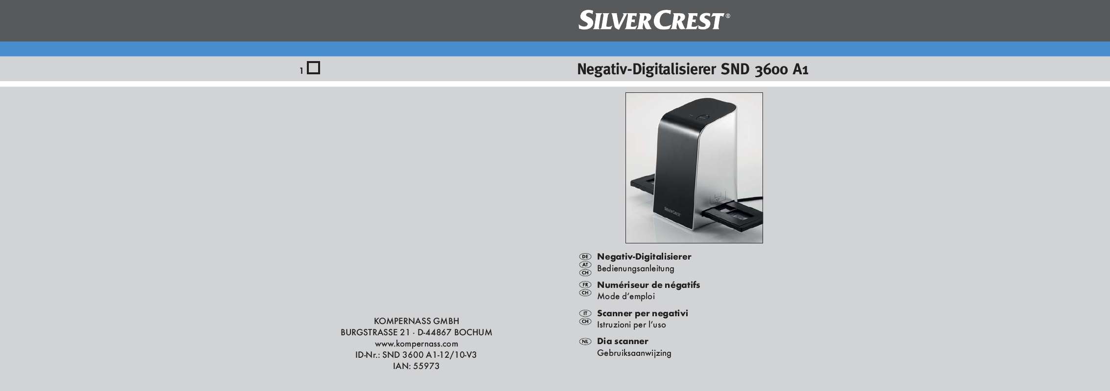 Guide utilisation  SILVERCREST SND 3600 A1 SLIDE AND NEGATIVE SCANNER  de la marque SILVERCREST
