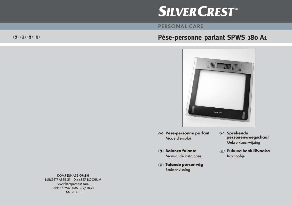Guide utilisation  SILVERCREST SPWS 180 A1 TALKING SCALES  de la marque SILVERCREST