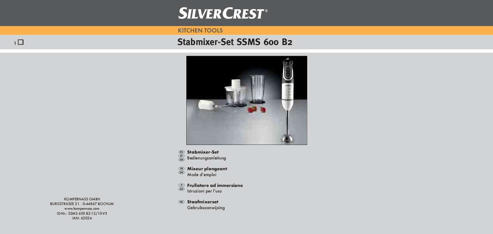 Guide utilisation  SILVERCREST SSMS 600 B2  de la marque SILVERCREST