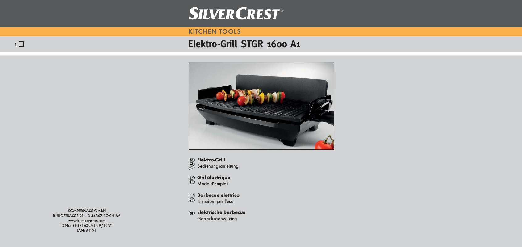 Guide utilisation  SILVERCREST STGR 1600 A1 ELECTRIC GRILL  de la marque SILVERCREST