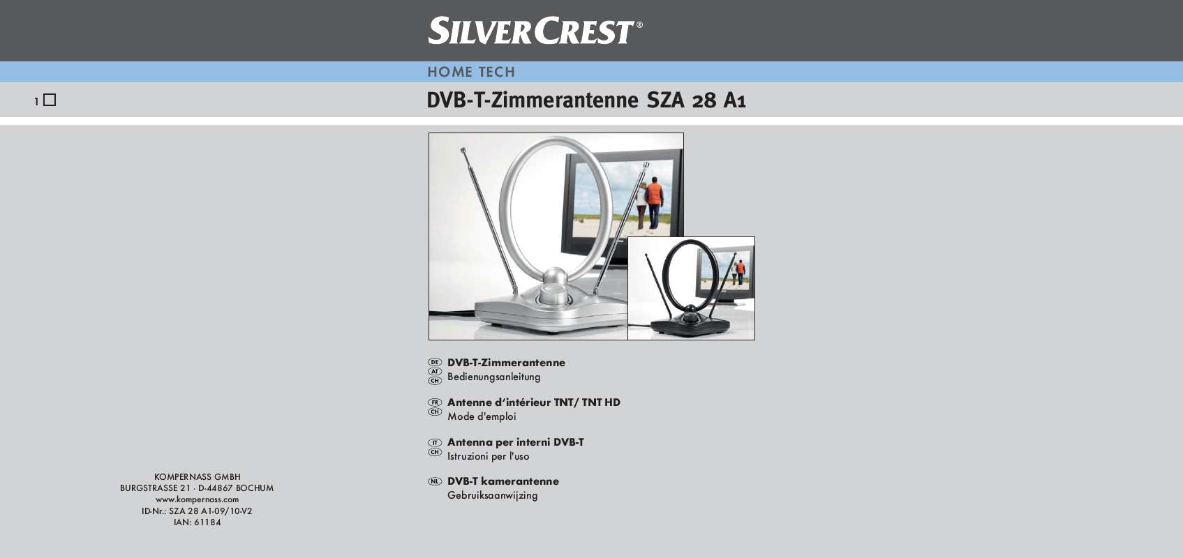 Guide utilisation  SILVERCREST SZA 28 A1 DVB-T INDOOR AERIAL  de la marque SILVERCREST