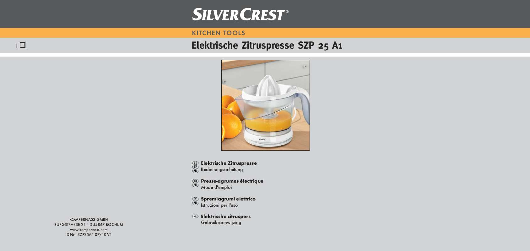 Guide utilisation  SILVERCREST SZP 25 A1  de la marque SILVERCREST