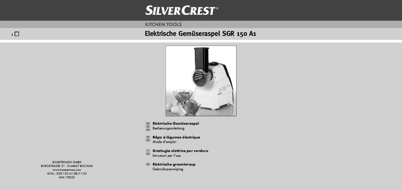 Guide utilisation  SILVERCREST SGR 150 A1  de la marque SILVERCREST