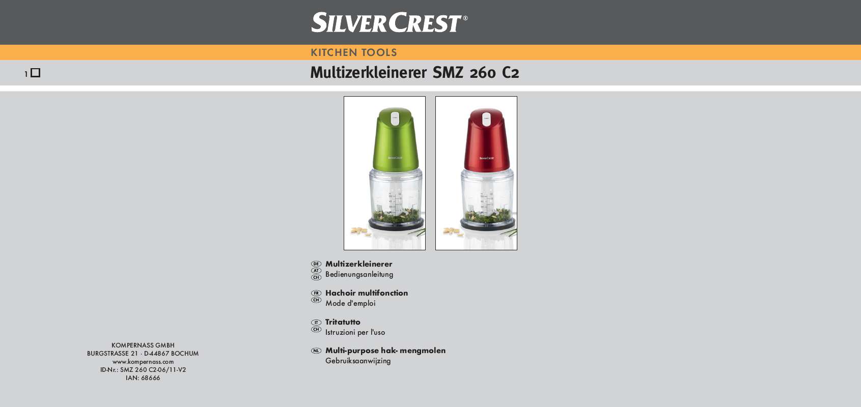 Guide utilisation  SILVERCREST SMZ 260 C2  de la marque SILVERCREST