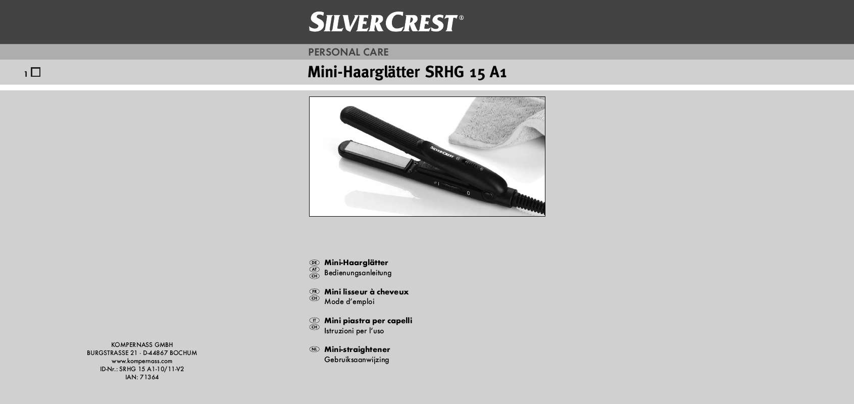 Guide utilisation  SILVERCREST SRHG 15 A1  de la marque SILVERCREST