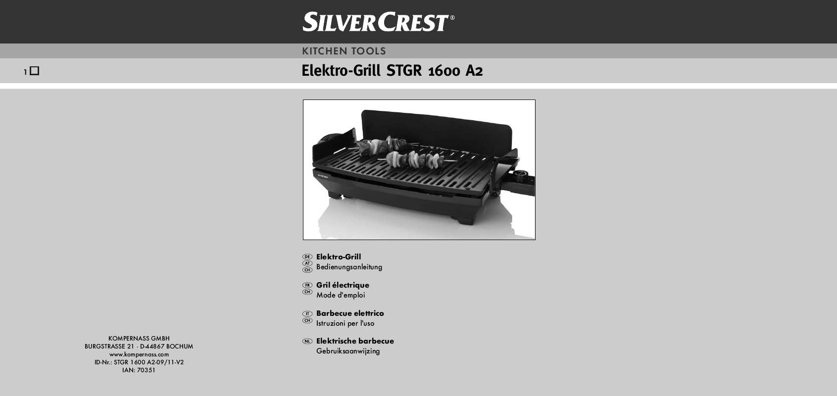 Guide utilisation  SILVERCREST STGR 1600 A2  de la marque SILVERCREST