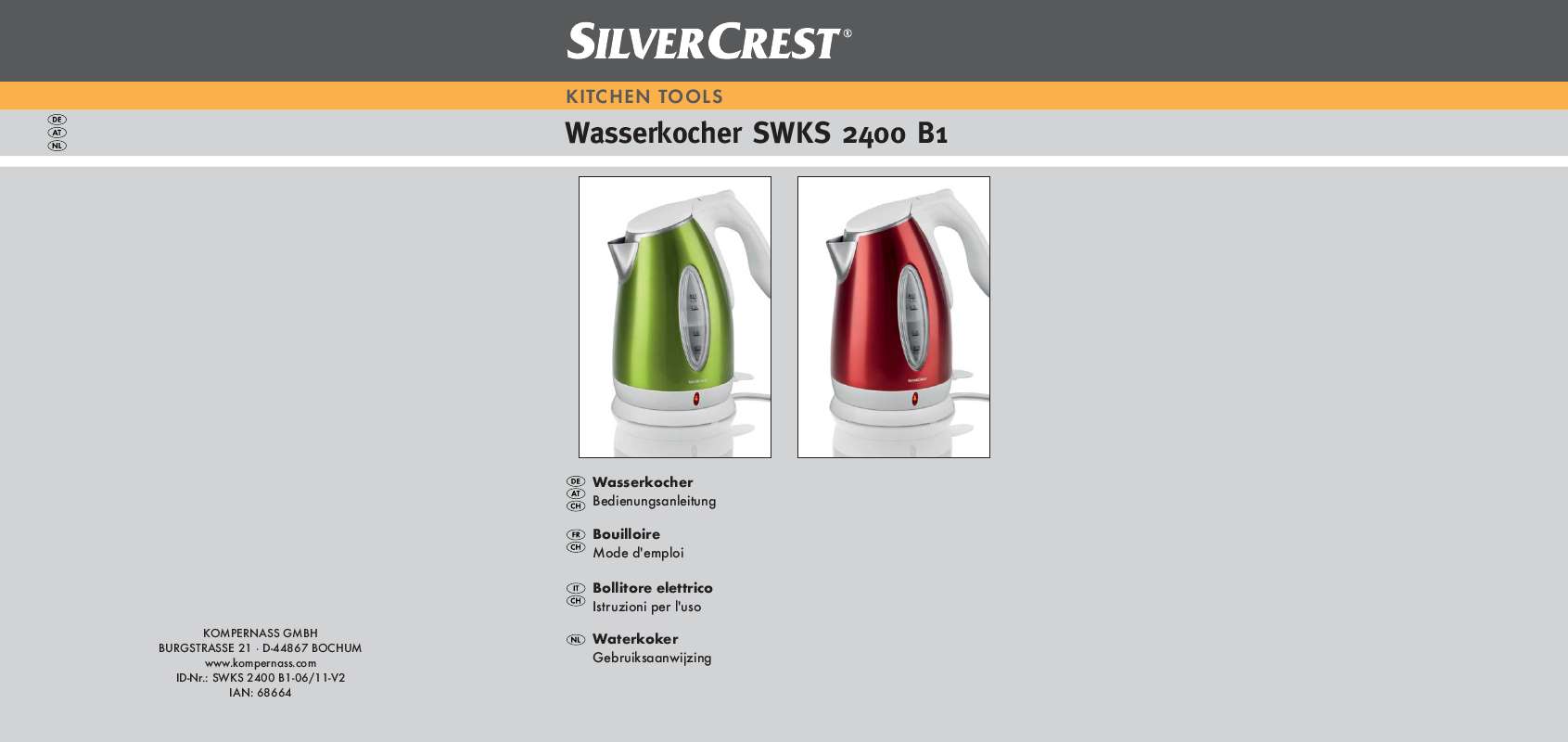 Guide utilisation  SILVERCREST SWKS 2400  de la marque SILVERCREST