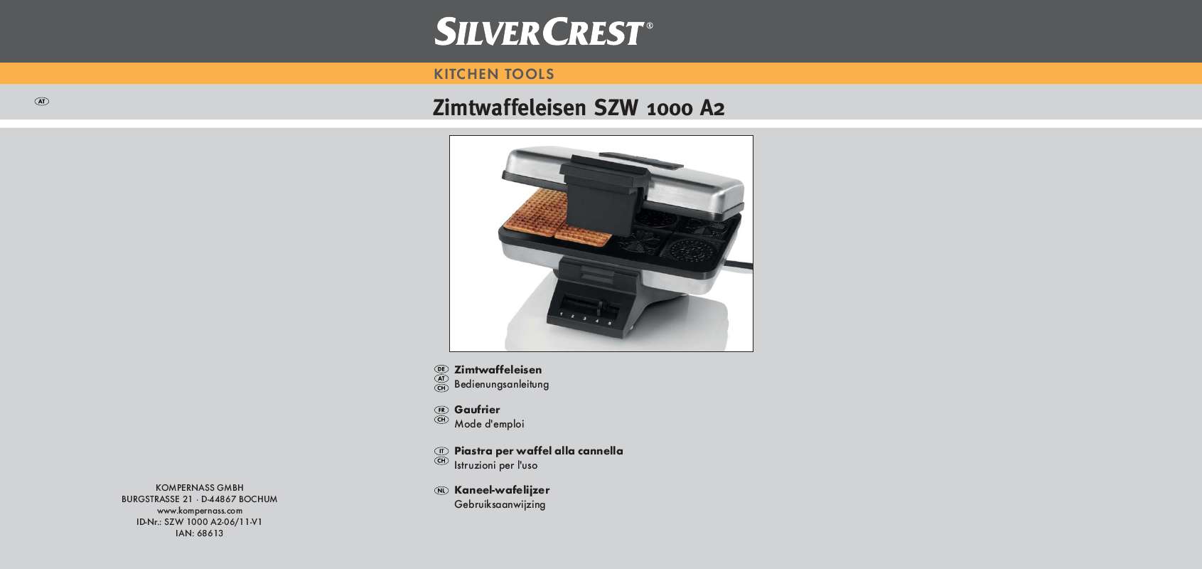 Guide utilisation  SILVERCREST SZW 1000 A2  de la marque SILVERCREST