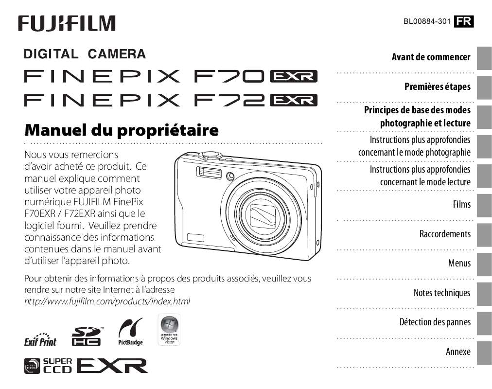 Guide utilisation FUJIFILM F70EXR  de la marque FUJIFILM