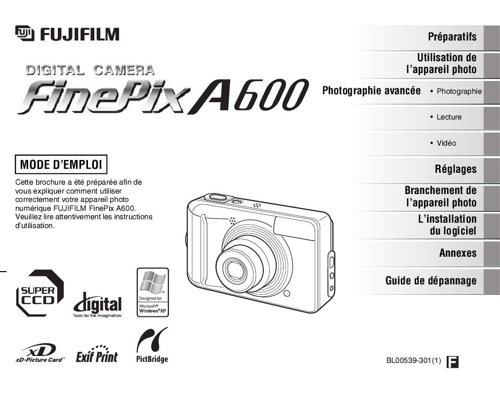 Guide utilisation FUJIFILM FINEPIX A600  de la marque FUJIFILM