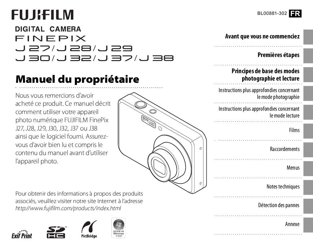 Guide utilisation FUJIFILM FINEPIX J28  de la marque FUJIFILM