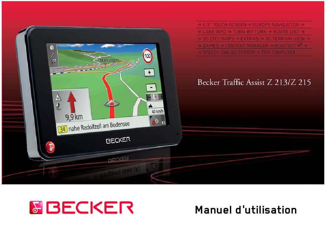 Guide utilisation BECKER TRAFFIC ASSIST Z213  de la marque BECKER
