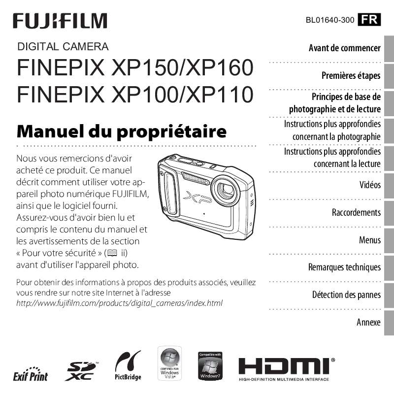 Guide utilisation FUJIFILM FINEPIX XP160  de la marque FUJIFILM