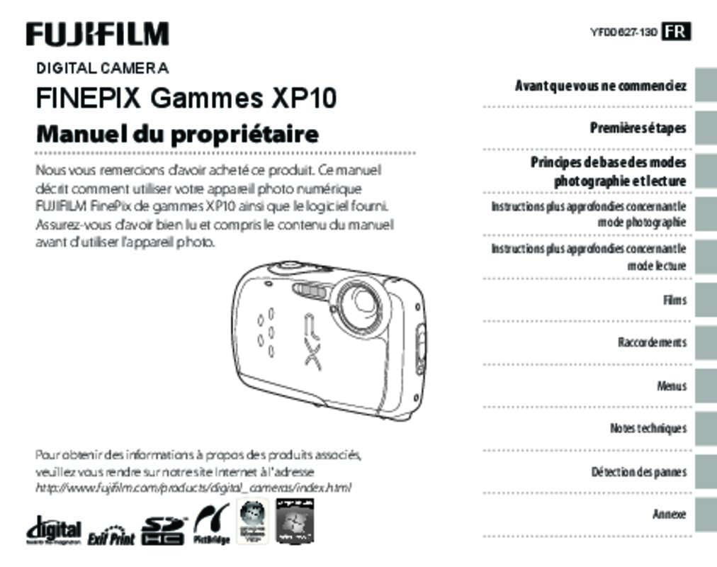 Guide utilisation FUJIFILM FINEPIX XP10  de la marque FUJIFILM
